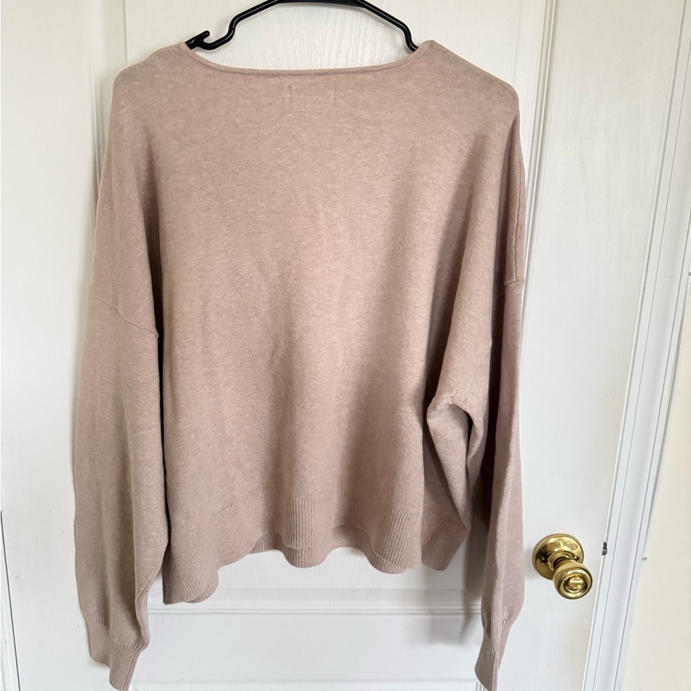 nuuds Women's Soft Beige V-Neck Sweater - Picture 6 of 6